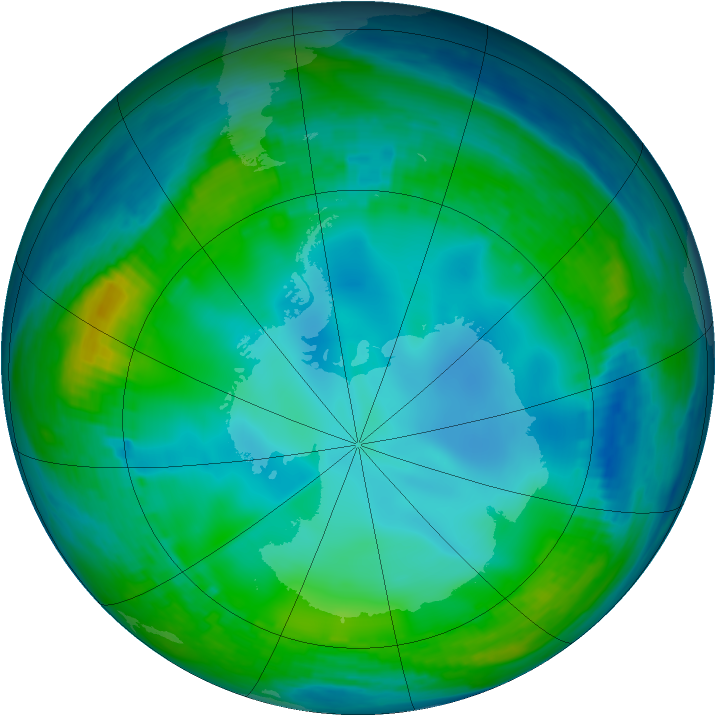 Antarctic ozone map for 05 June 1990